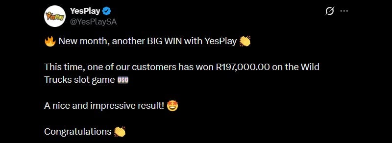 Twitter 197K YesPlay Slot Win